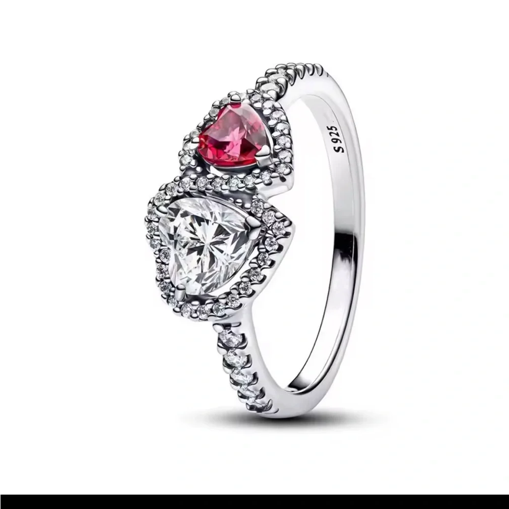 Halo Heart Ring Sterling Silver Size 8 Amazing Sparkling